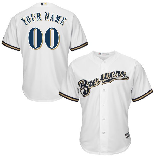 Youth Milwaukee Brewers Majestic White Custom Cool Base MLB Jersey